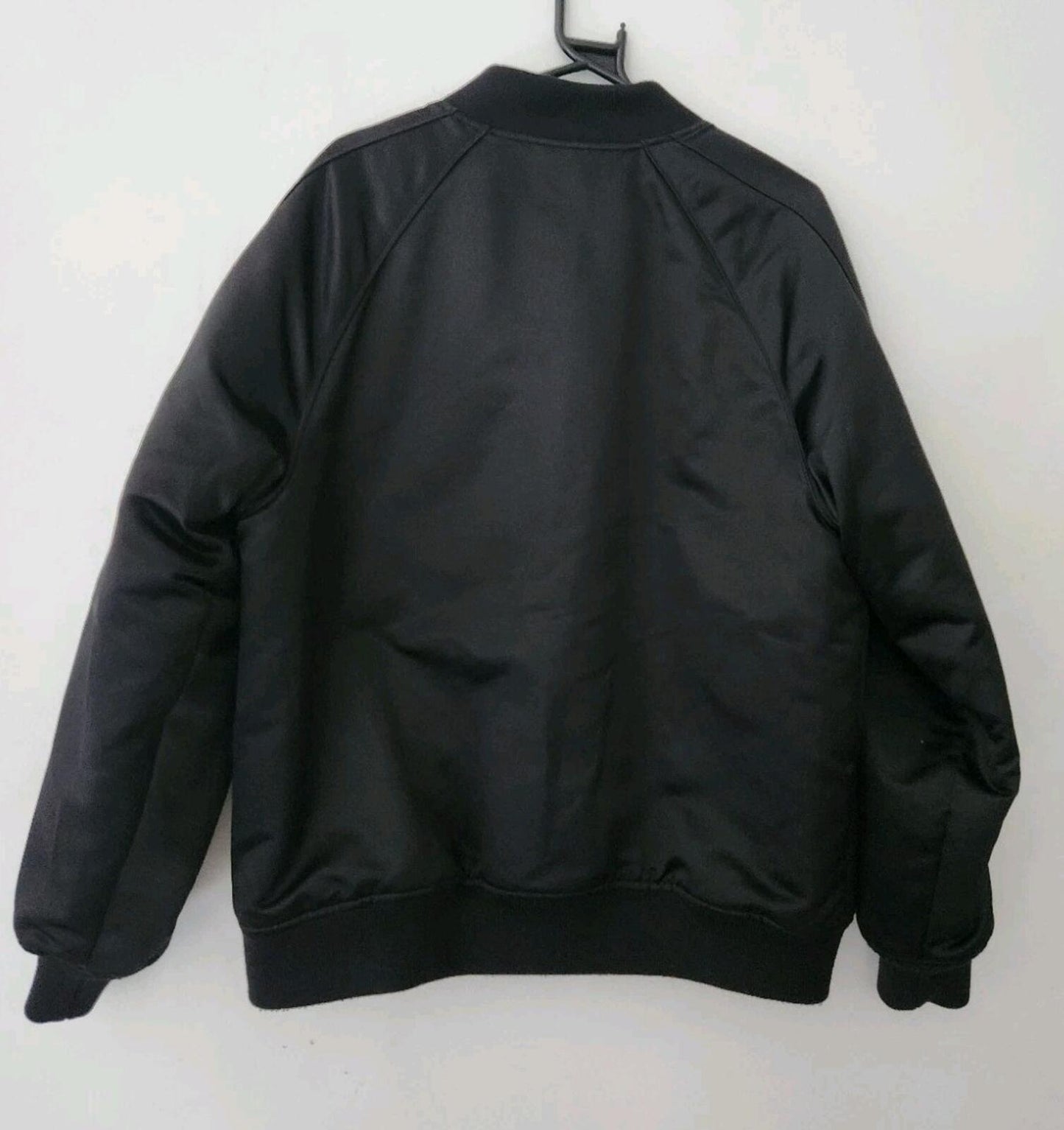 FW21 Supreme Mitchell & Ness logo varsity jacket black medium satin sequin logo