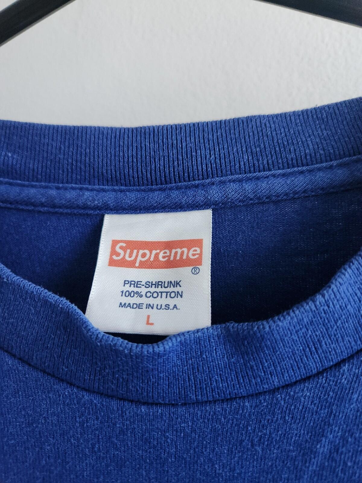 SS13 Supreme Bling Box Logo Tee blue T-shirt L large Royal Vintage 2013 USA made