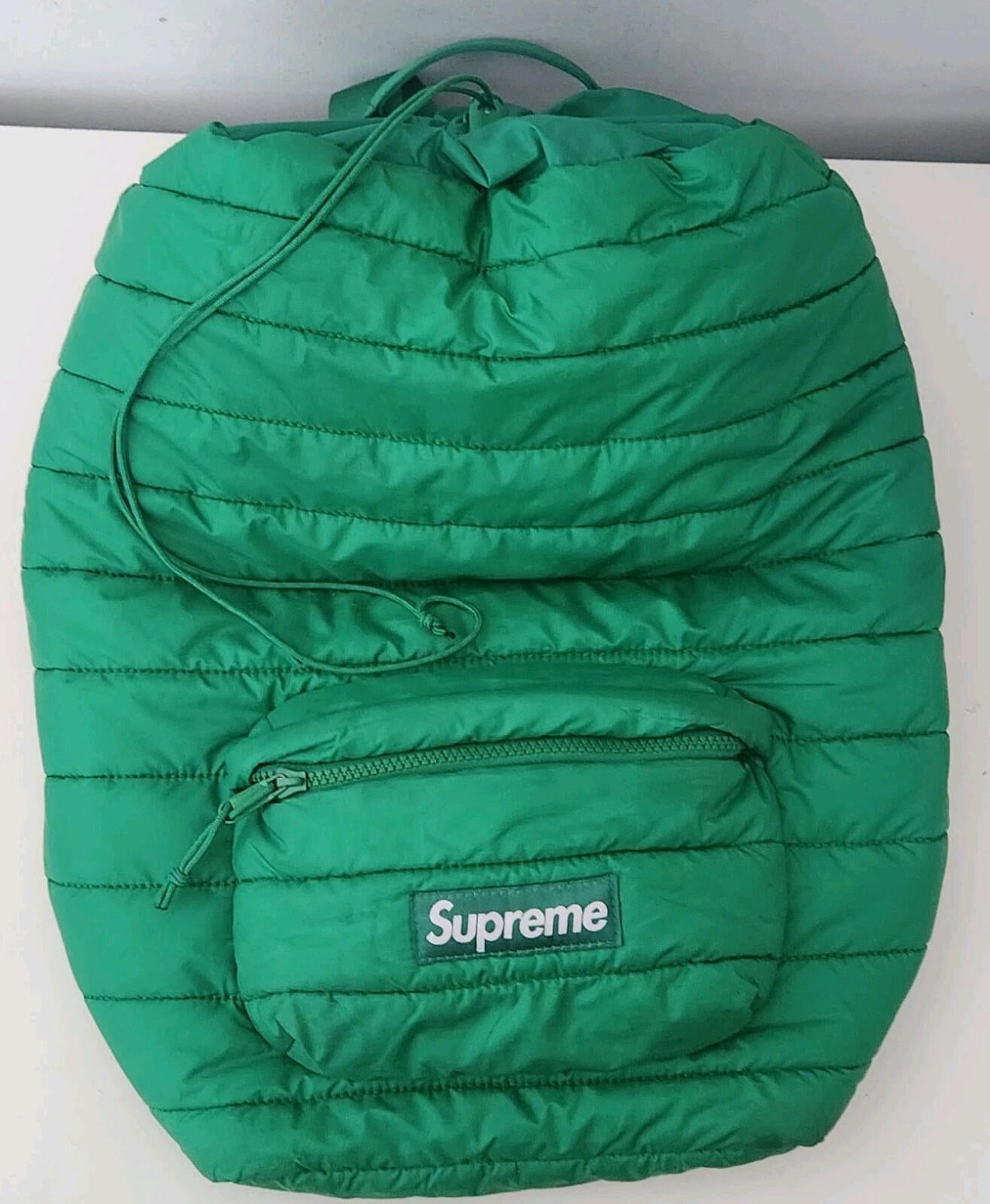 FW22 Supreme Puffer Backpack Green Bag Water Resistant
