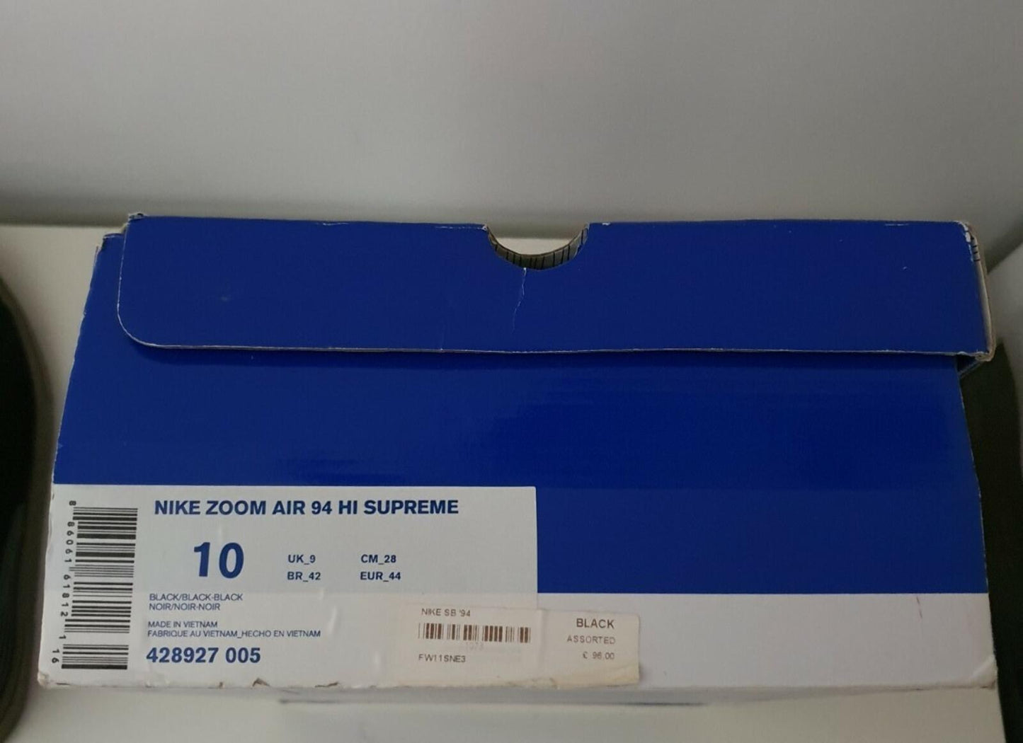 FW11 Supreme Nike Zoom Air 94 Hi black US 10 UK 9 EU 44 trainers lot Vintage