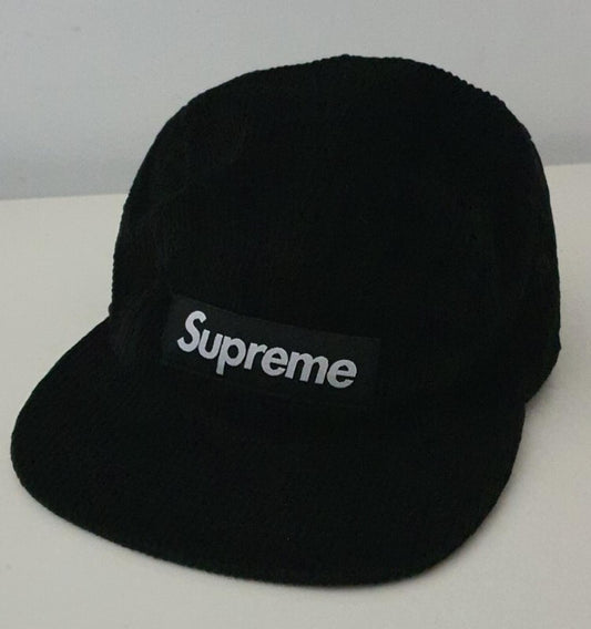 SS18 Supreme Corduroy camp cap black hat box logo