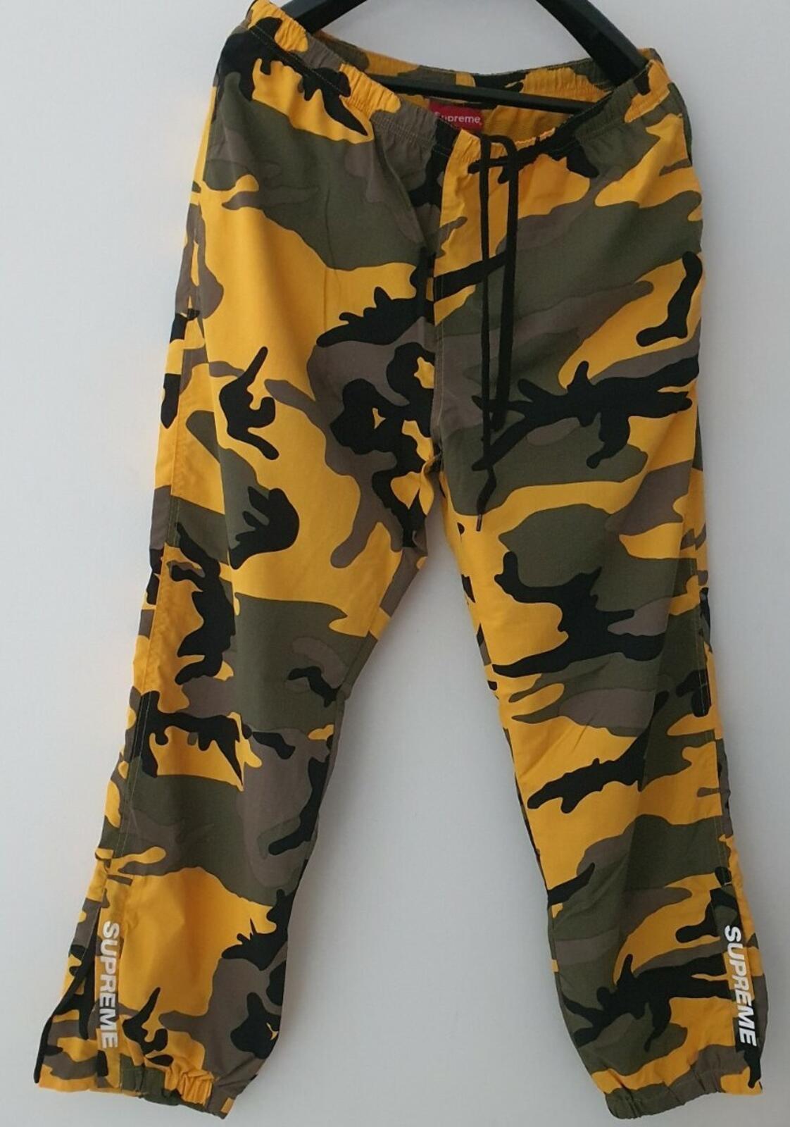 FW17 Supreme warm up pants yellow camo size L large trousers