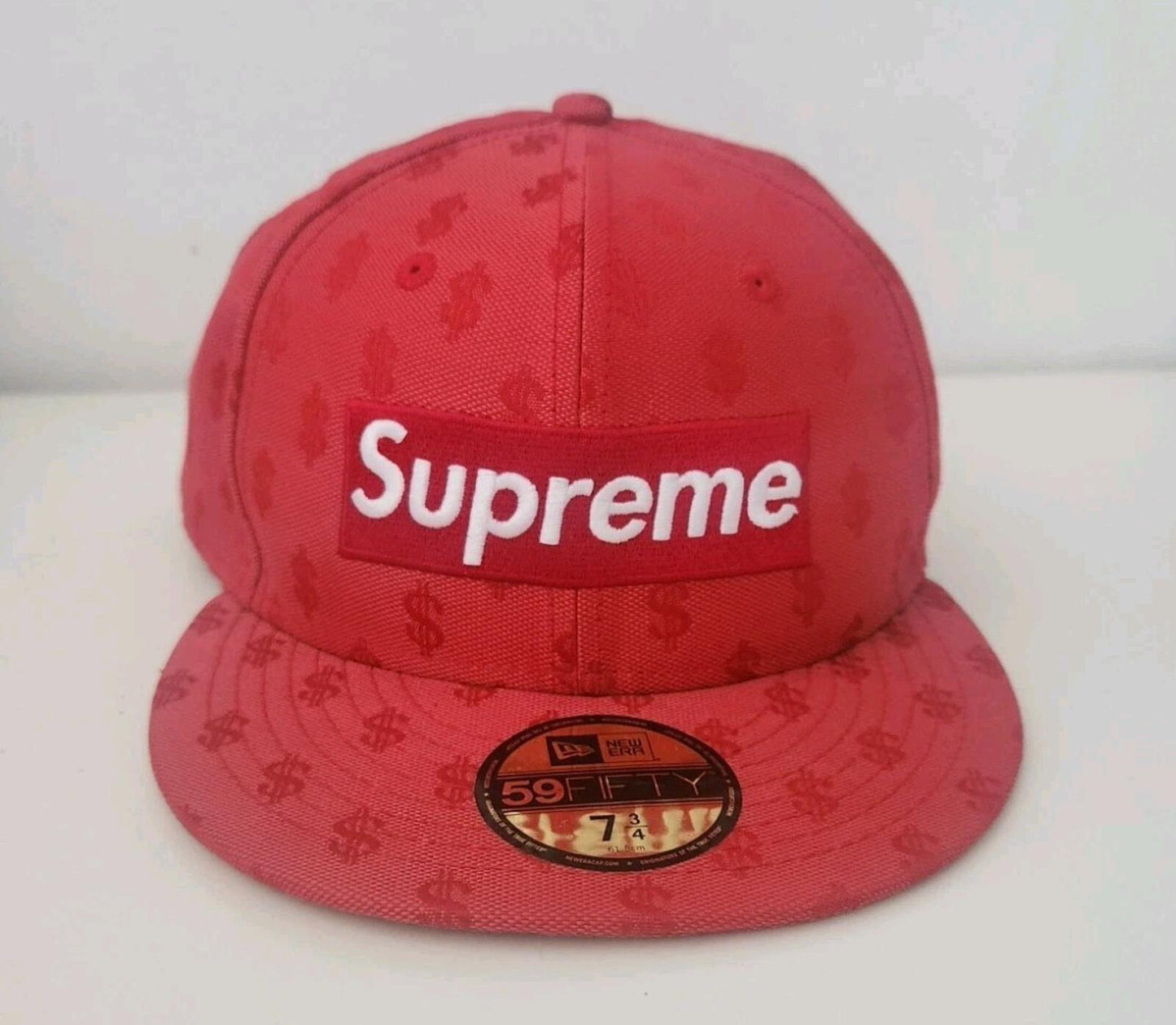 SS18 Supreme Monogram Box Logo New Era 7 3/4 Red cap baseball hat snapback $