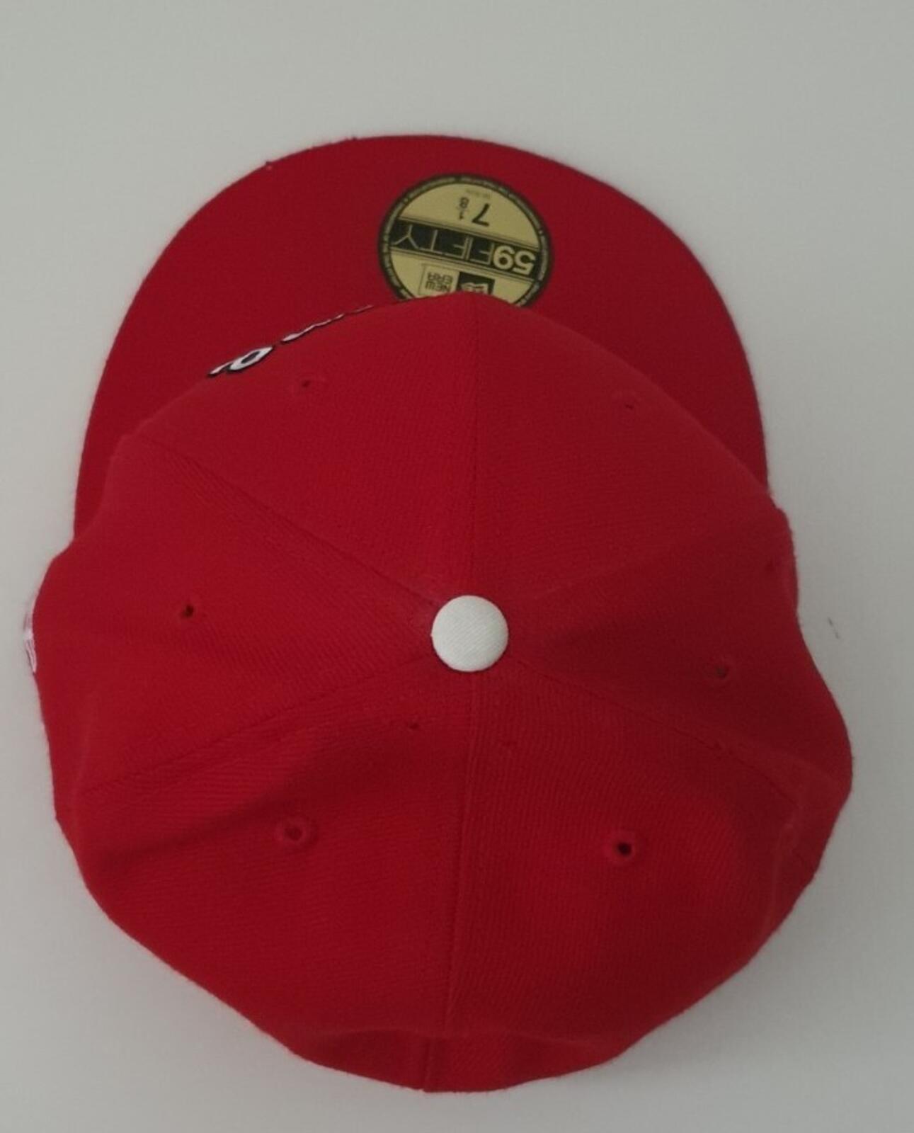 SS12 Supreme NO 1 Script New Era 59fifty fitted cap size 7 1/8 Red hat Vintage