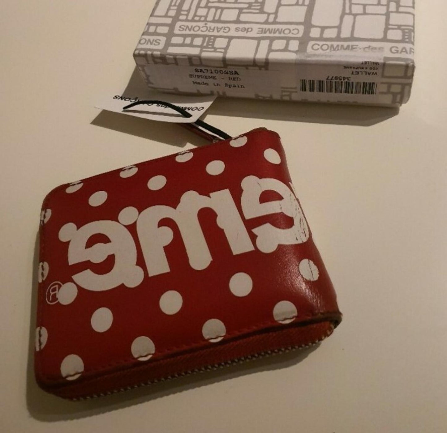 SS14 Supreme x Comme Des Garcons Polka dot wallet red CDG Rare Vintage Accessory