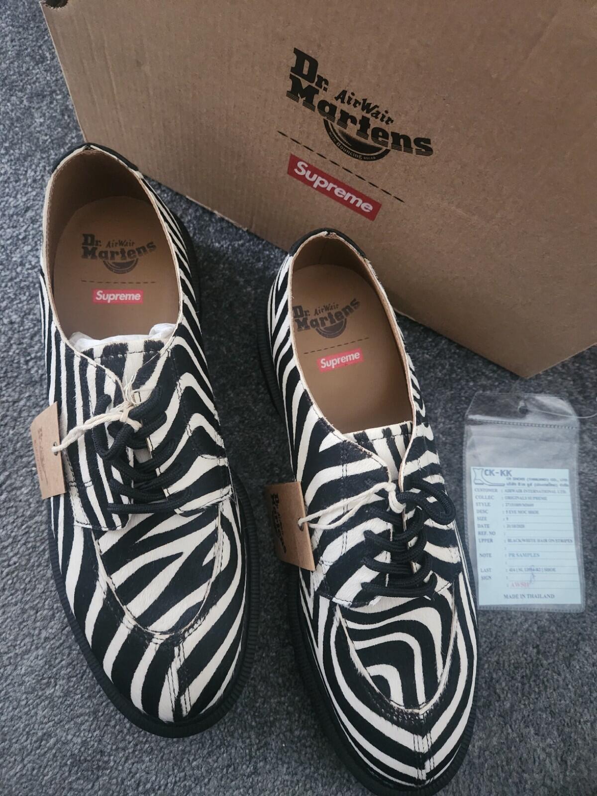 SS21 Supreme Dr. Martens Split Toe 5 Eye Zebra PR SAMPLES UK 9 US 10 EUR 43 New