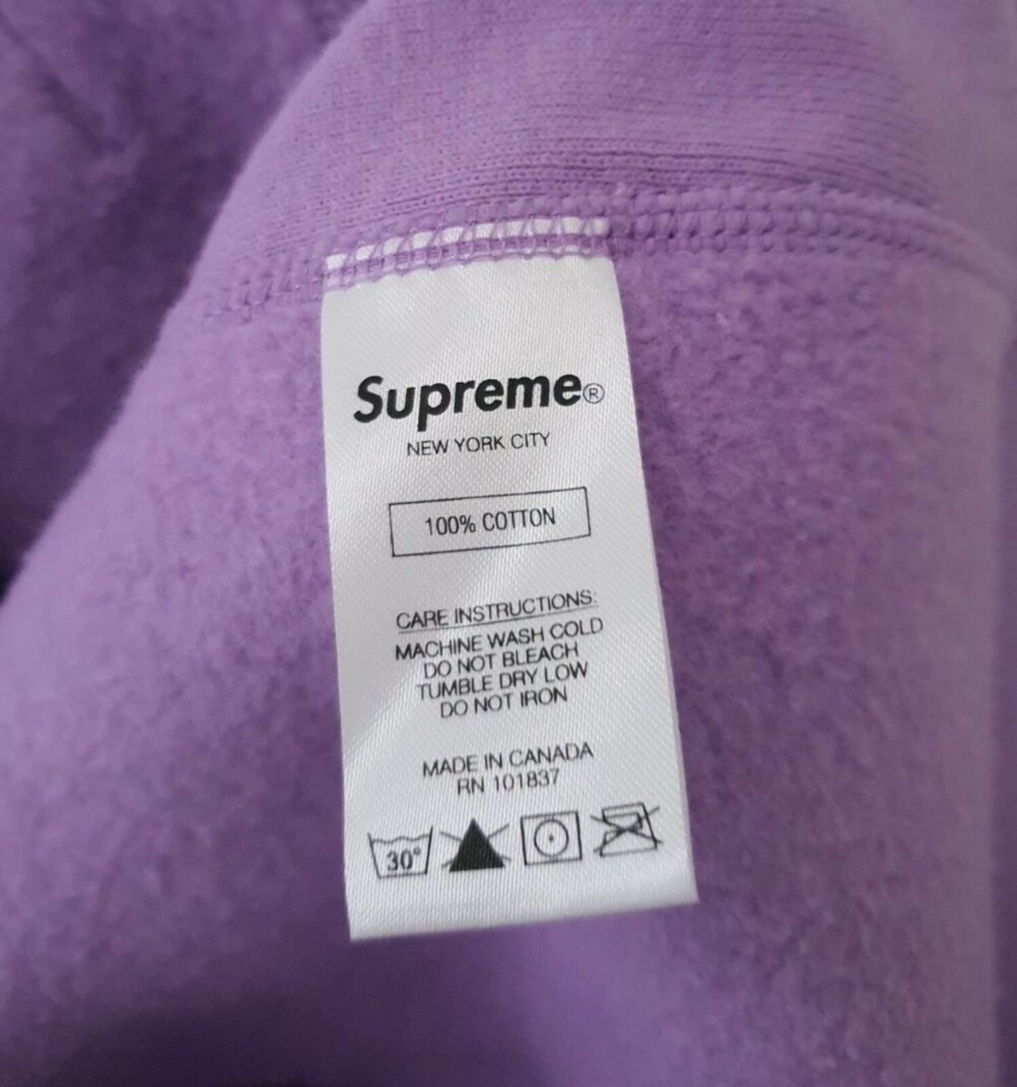 SS18 Supreme Sleeve Embroidery Hooded Sweatshirt Violet Size L