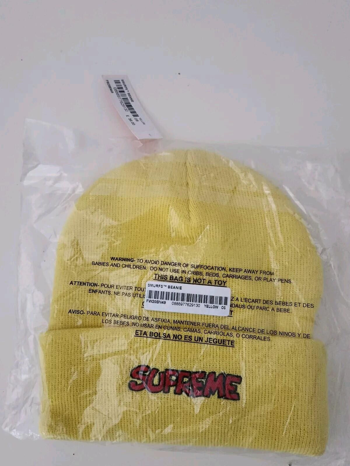 FW20 Supreme x Smurfs beanie Yellow Hat New With Tag