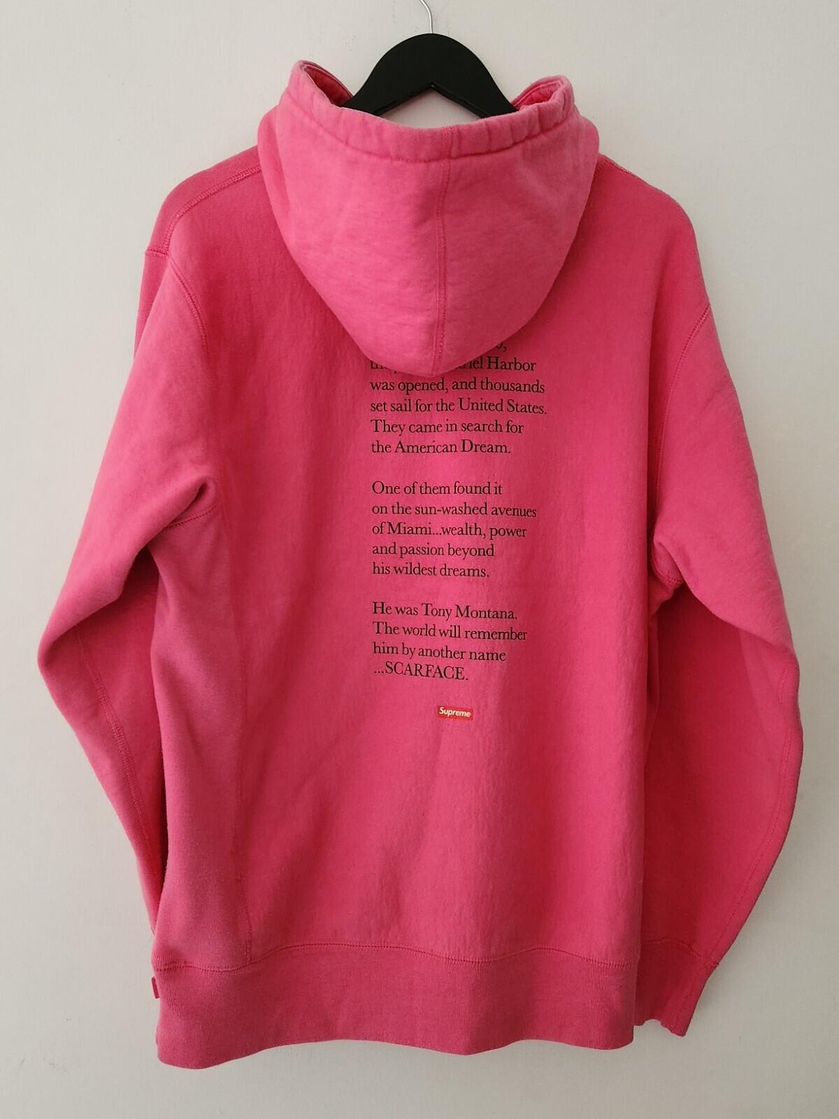 FW17 Supreme x Scarface Friend hooded sweatshirt L Large Pink hoodie Magenta
