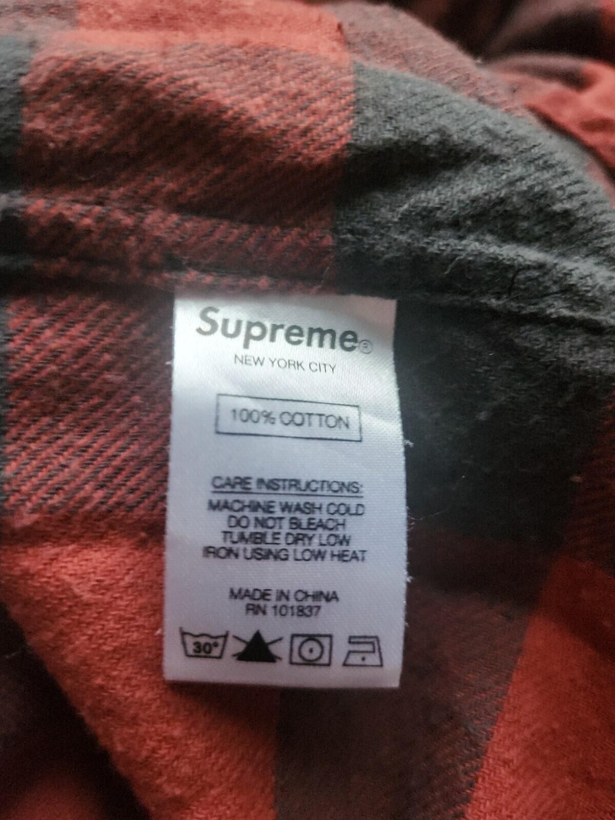 FW17 Supreme Hooded Buffalo Flannel Plaid shirt size M