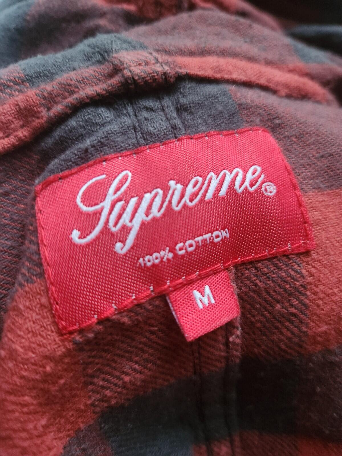 FW17 Supreme Hooded Buffalo Flannel Plaid shirt size M