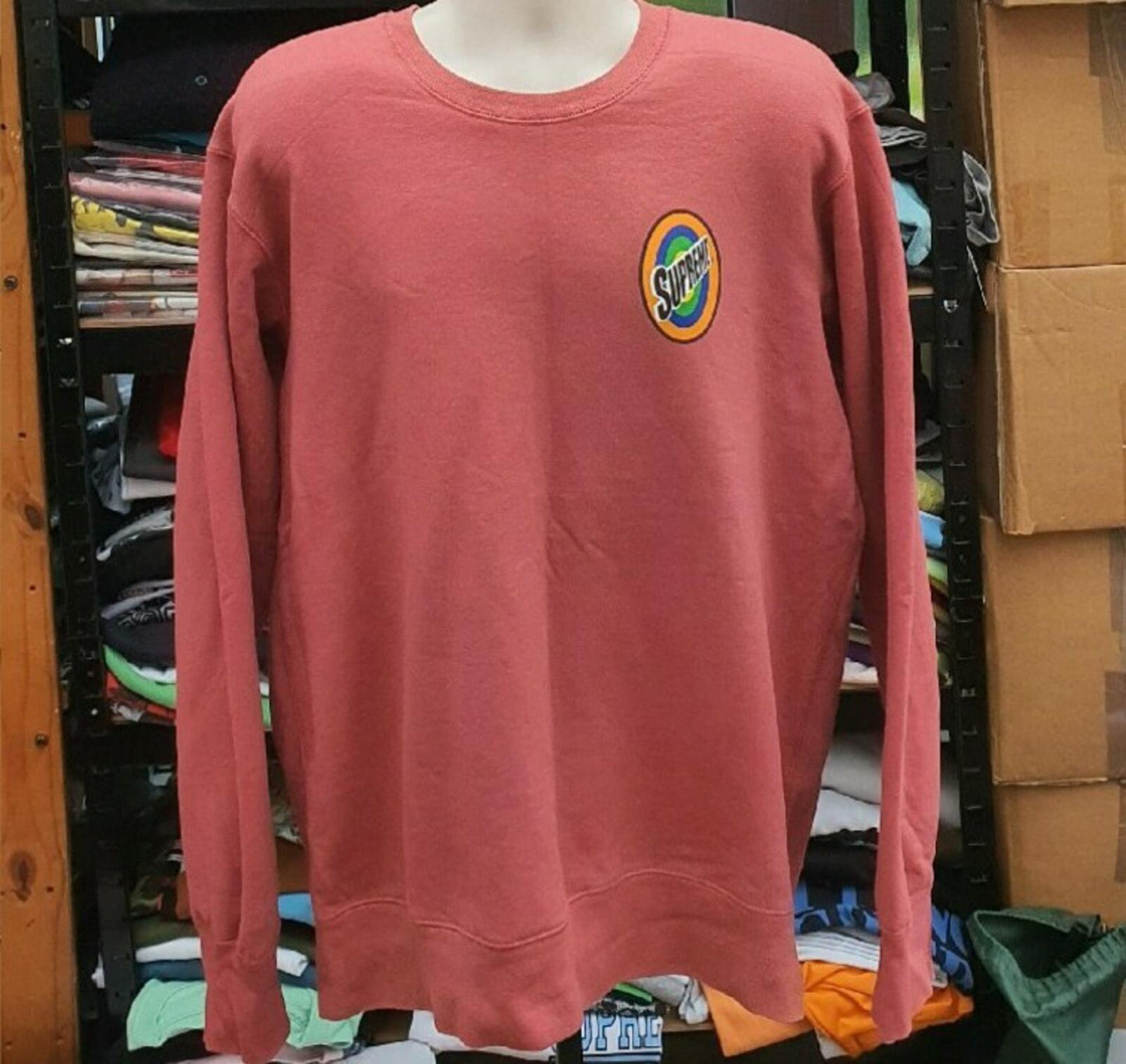 SS16 Supreme Spin Logo Crewneck Malva Talla XL
