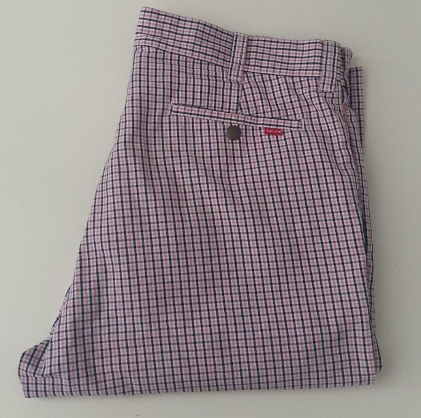 SS16 Supreme Mini Check Work Pant size 34 W34 L32 zip up trousers pants pink
