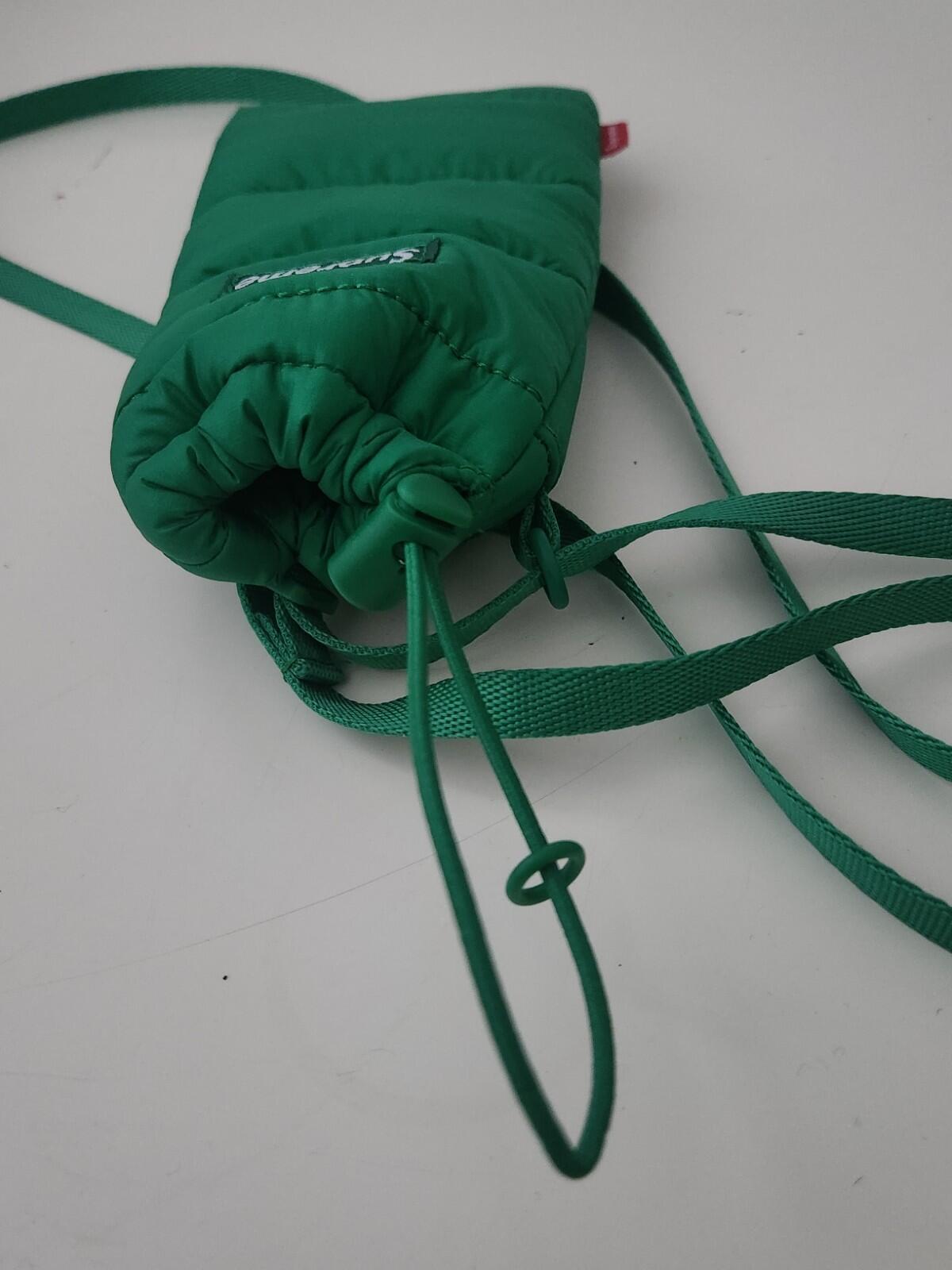 FW22 Supreme Puffer Neck Pouch Bag Green Water Resistant Mobile Phone