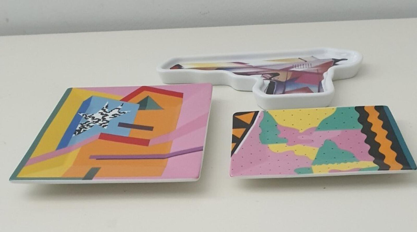 SS16 Supreme A. Mendini Milano Set of 3x ashtrays ceramic trays gun large small