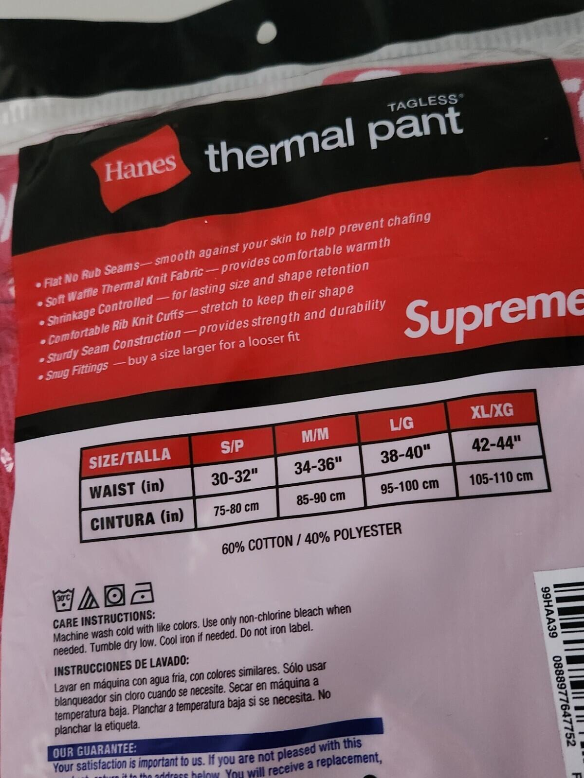 FW20 Supreme Hanes Thermal pant (1 pack) Red logos size M