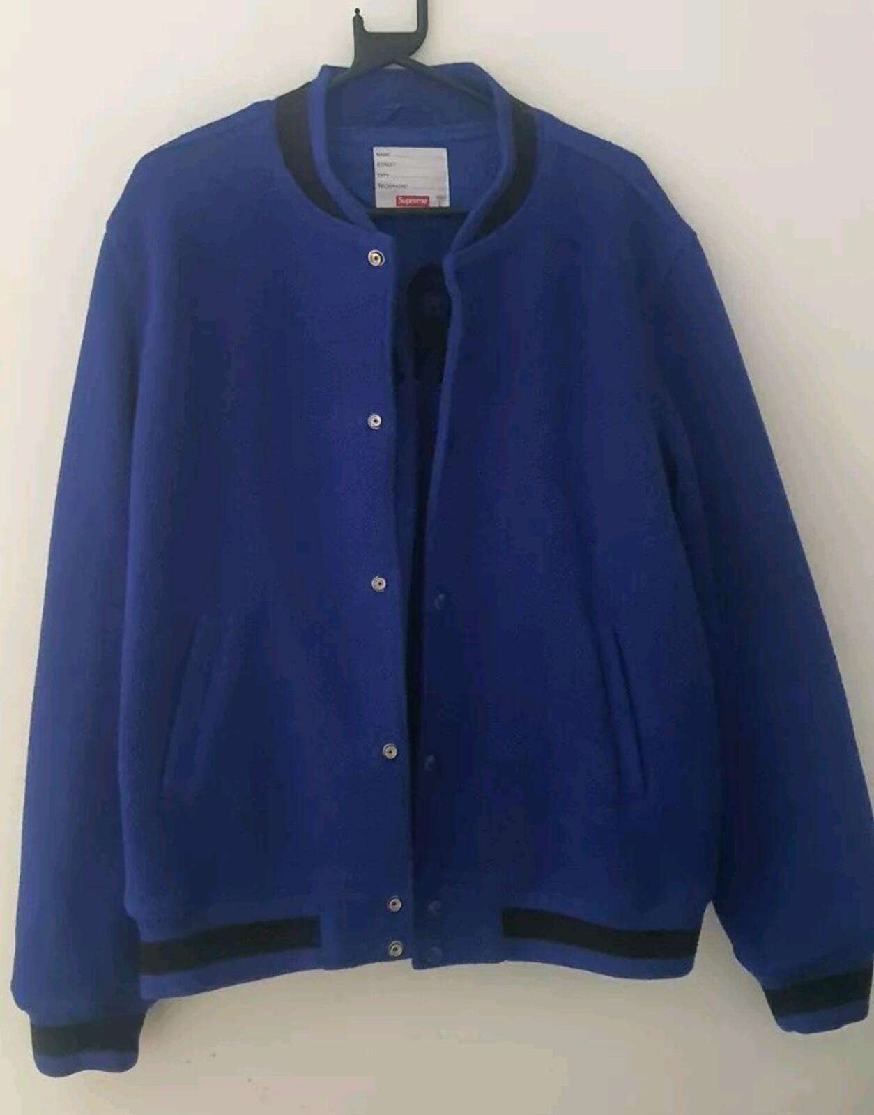 FW14 Supreme Polartec Varsity Jacket Blue Size L