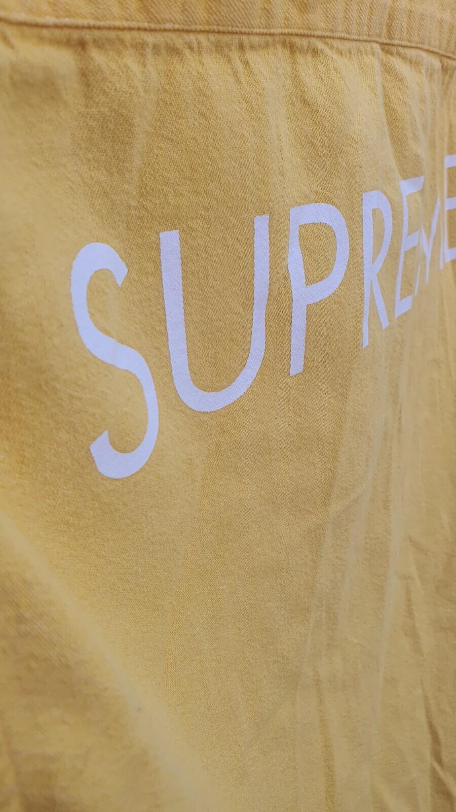 SS15 Supreme Classic logo S/S Denim Shirt Yellow Size M