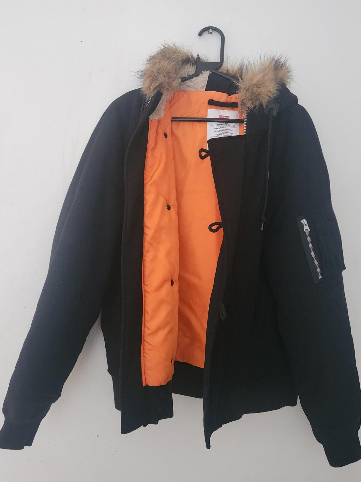 FW18 Supreme Wool N-2B Jacket Black Size L