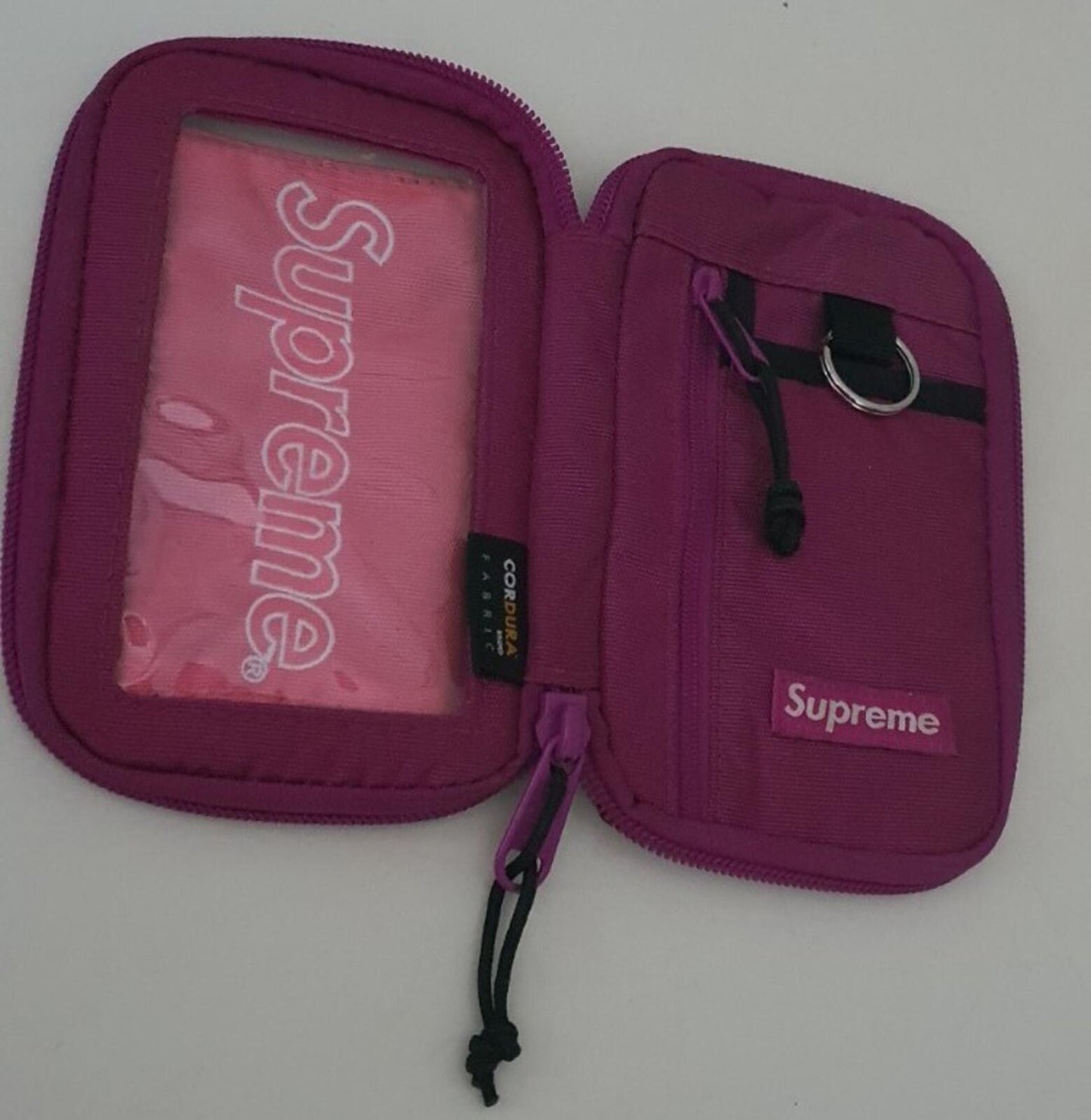 FW19 Supreme magenta small zip pouch cordura nylon bag Water resistant wallet