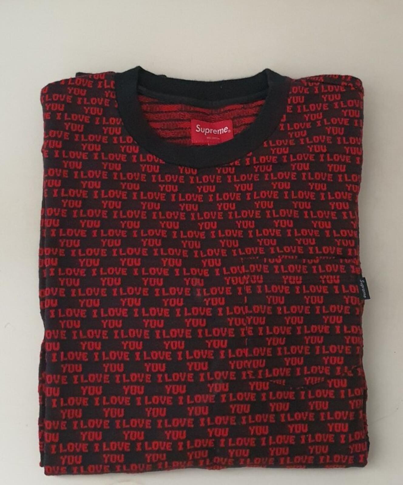 FW17 Supreme I Love You Jacquard Top Sweater Red Size M
