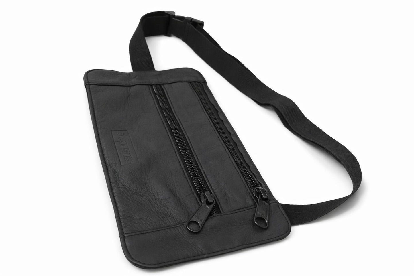 SS19 Supreme Cowhide Leather Waist  Shoulder Bag Black