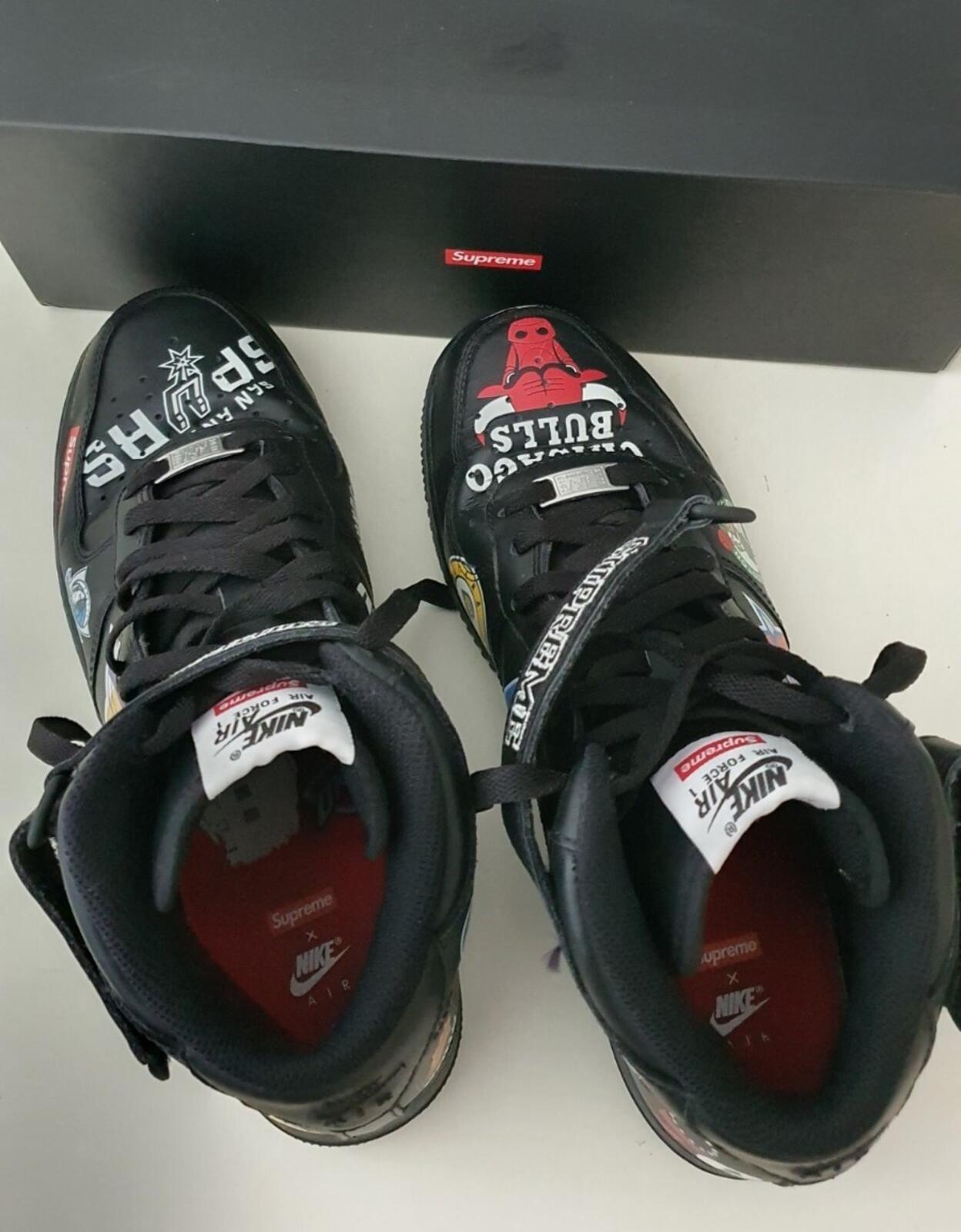 SS18 Supreme Nike Air Force 1 Mid Trainers Schwarz Größe US 8 UK 7 EUR 41 lot NBA
