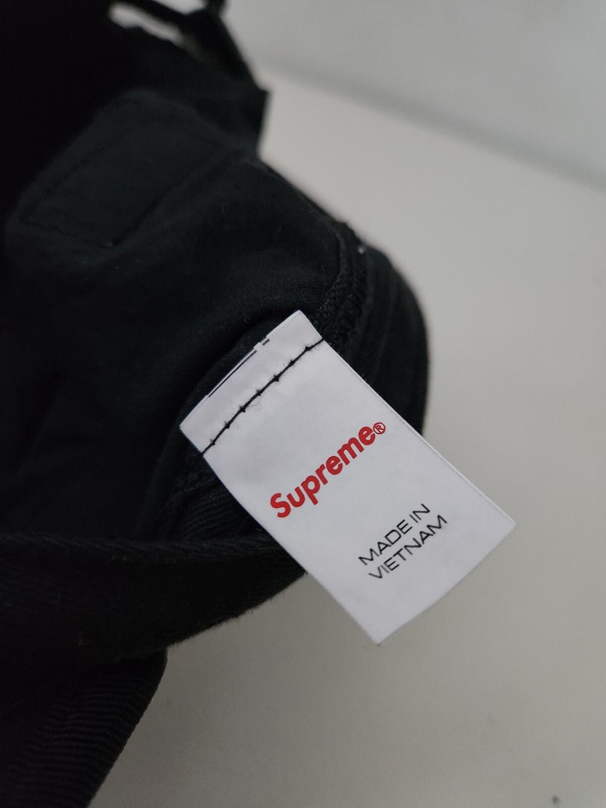 FW24 Supreme Mesh Pocket Camp Cap black nylon hat
