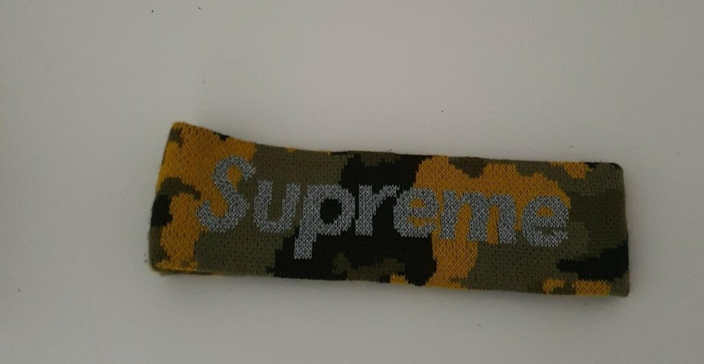 Cinta para la cabeza con logo reflectante Supreme New Era FW17, camuflaje amarillo, accesorio