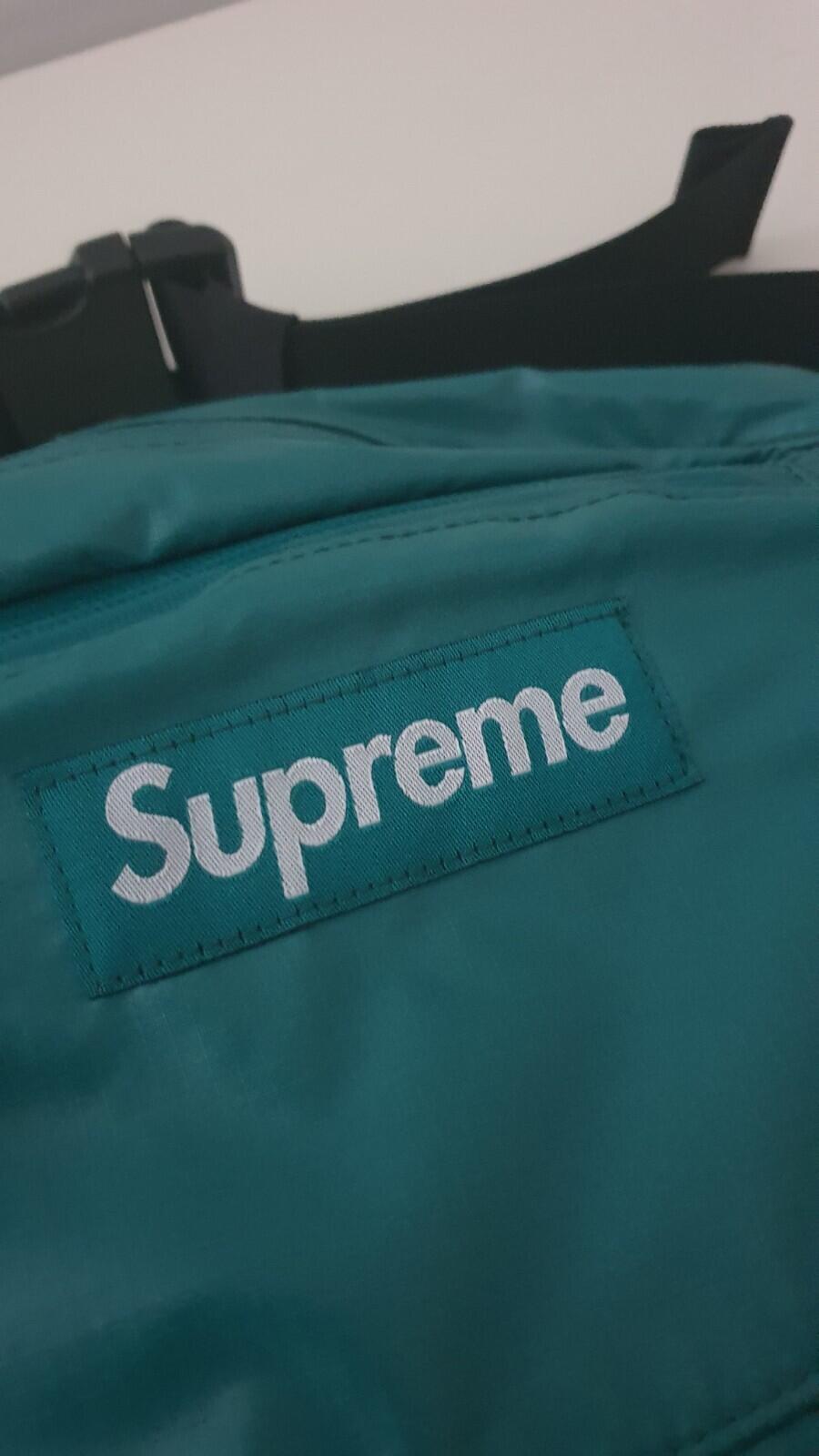 FW17 Supreme teal waist bag Cordura Fabric reflective text Shoulder Belt Used 1x