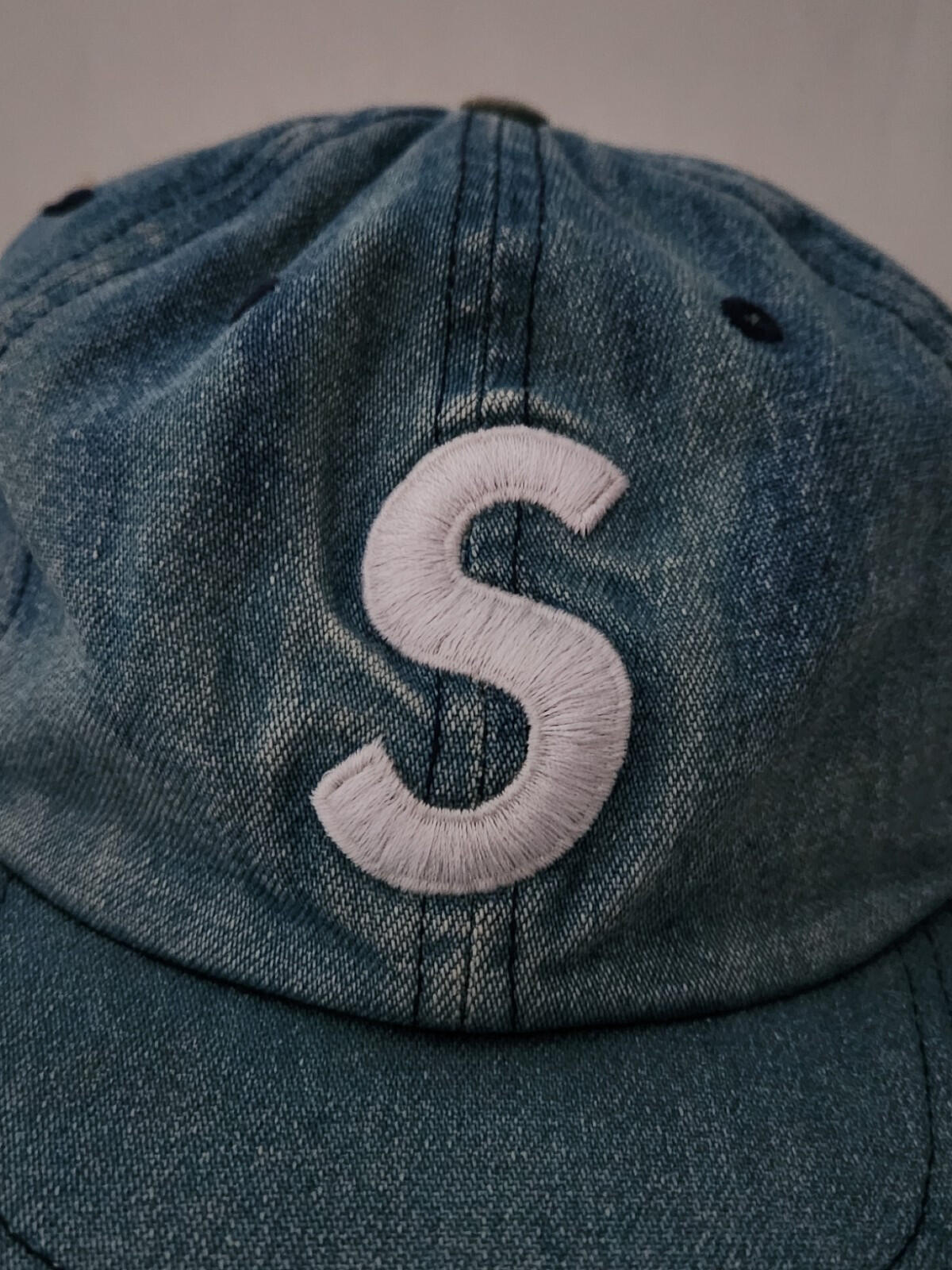 Gorra SS17 Supreme Washed Denim S Logo 6 Paneles Azul