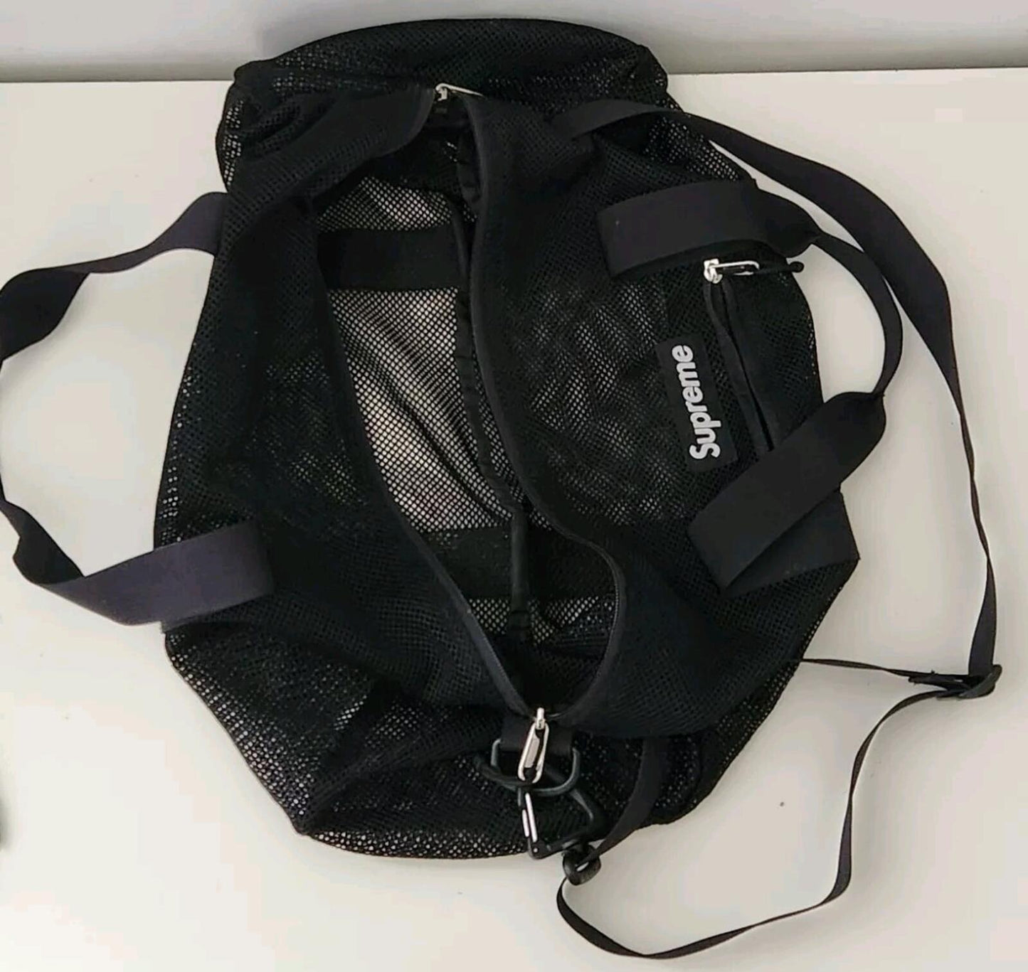 SS16 Supreme Mesh Duffle Bag Black