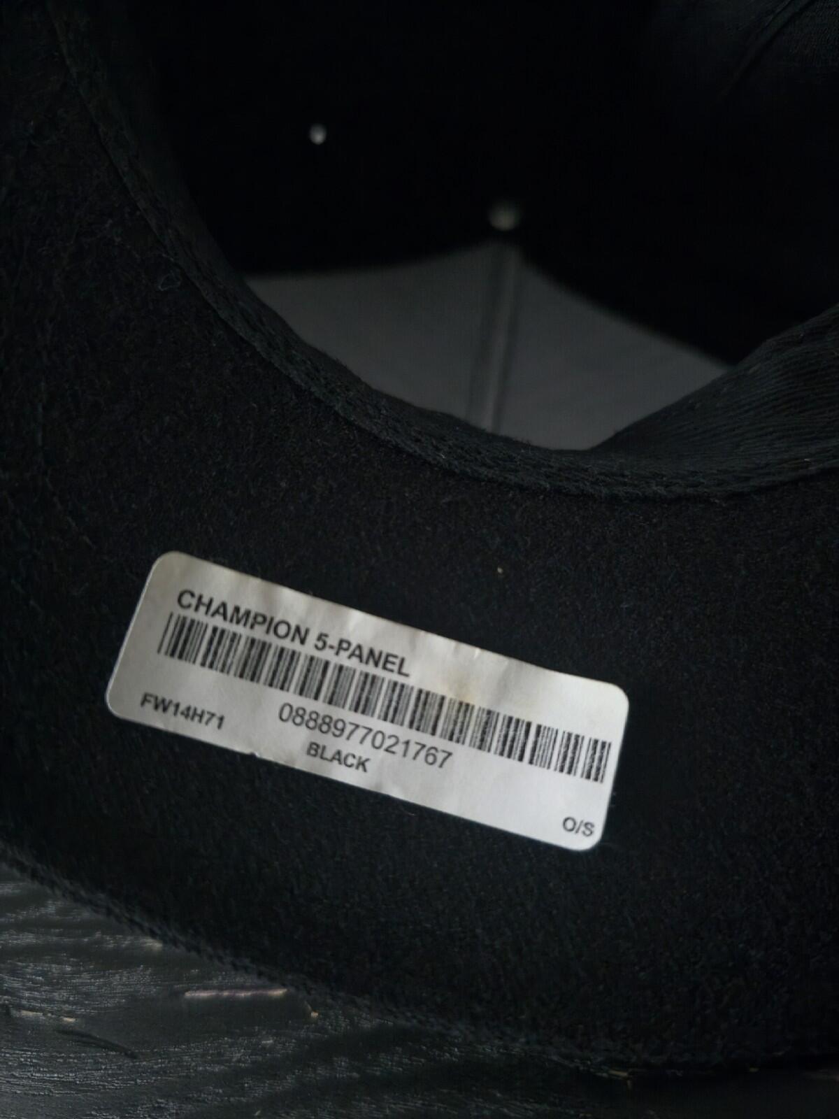 Gorra de 5 paneles Supreme x Champion FW14 con logotipo bordado, color negro