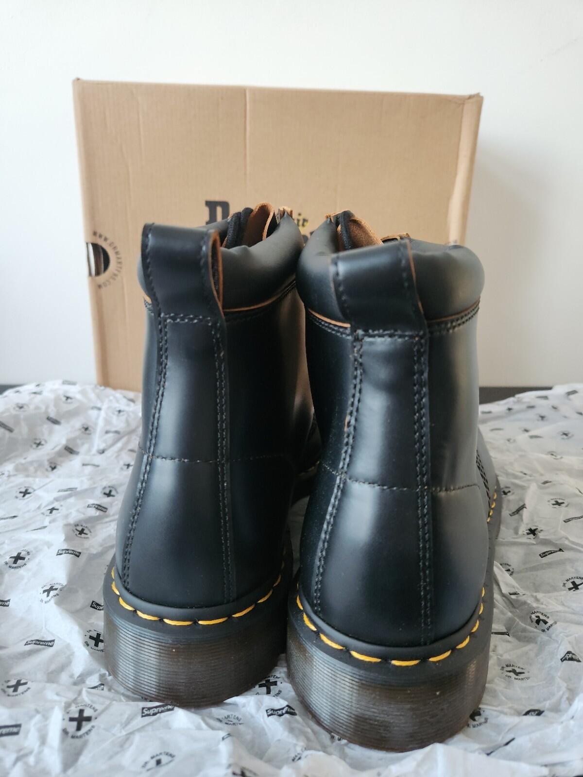 FW15 Supreme x Dr. Martens 6-Eye Boots Black UK 10 EU 45 US 11 Leather