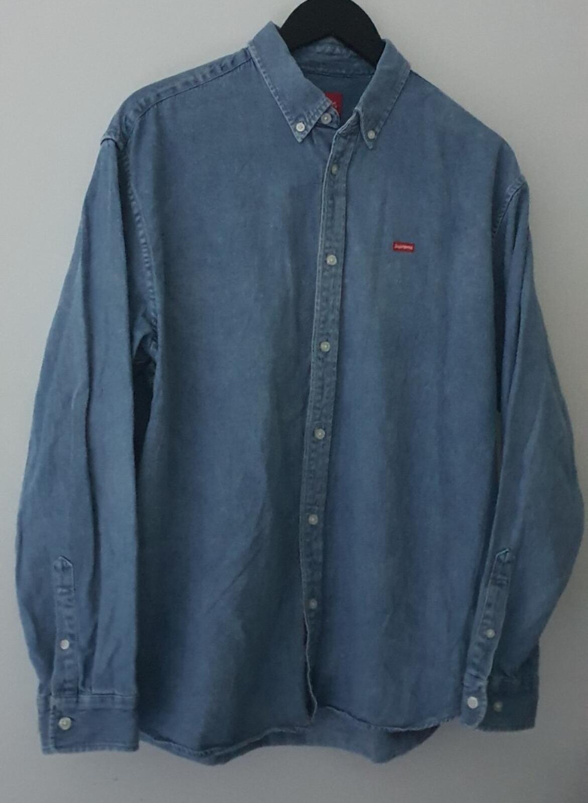 FW21 Supreme Small Box Denim Shirt Blue Talla M Mediana