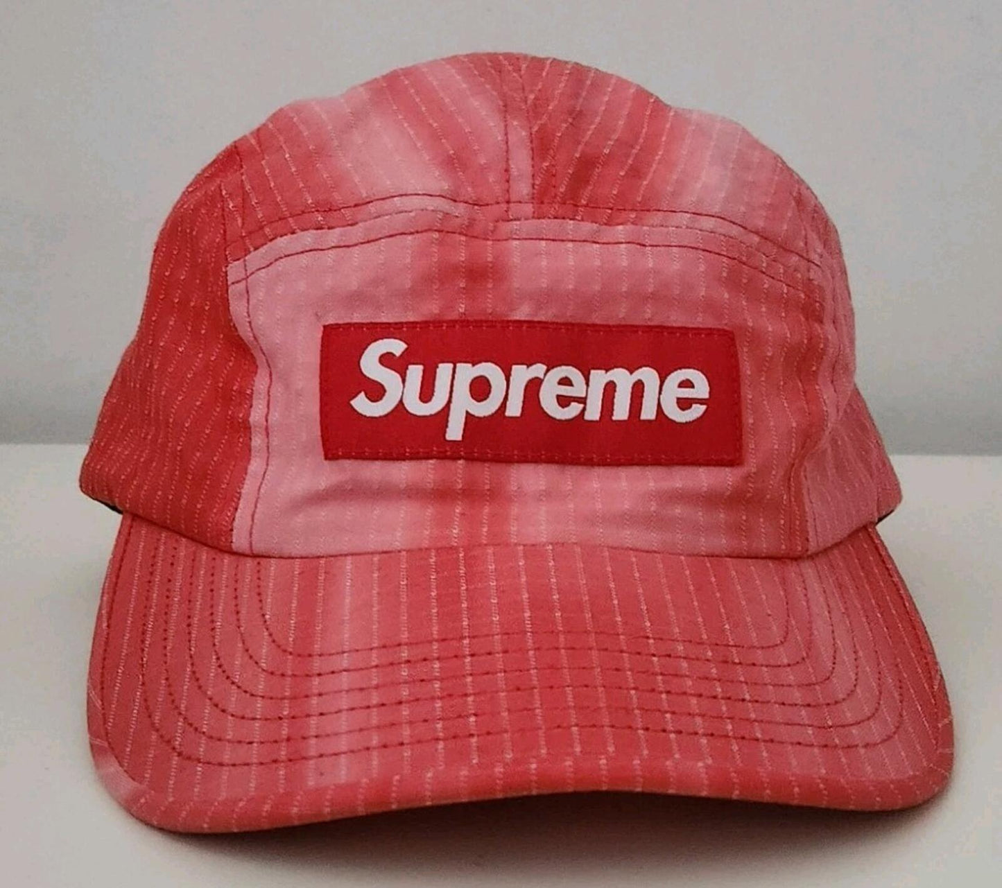 SS19 Supreme Tie Dye Ripstop camp cap Red hat box logo Worn 1x