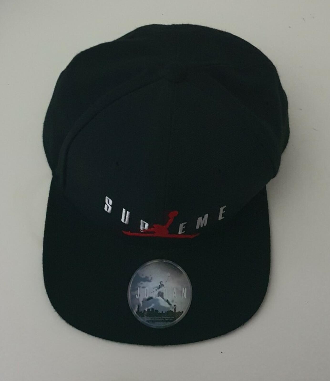 FW15 Supreme x Jordan black 6-Panel cap Jumpman hat Rare