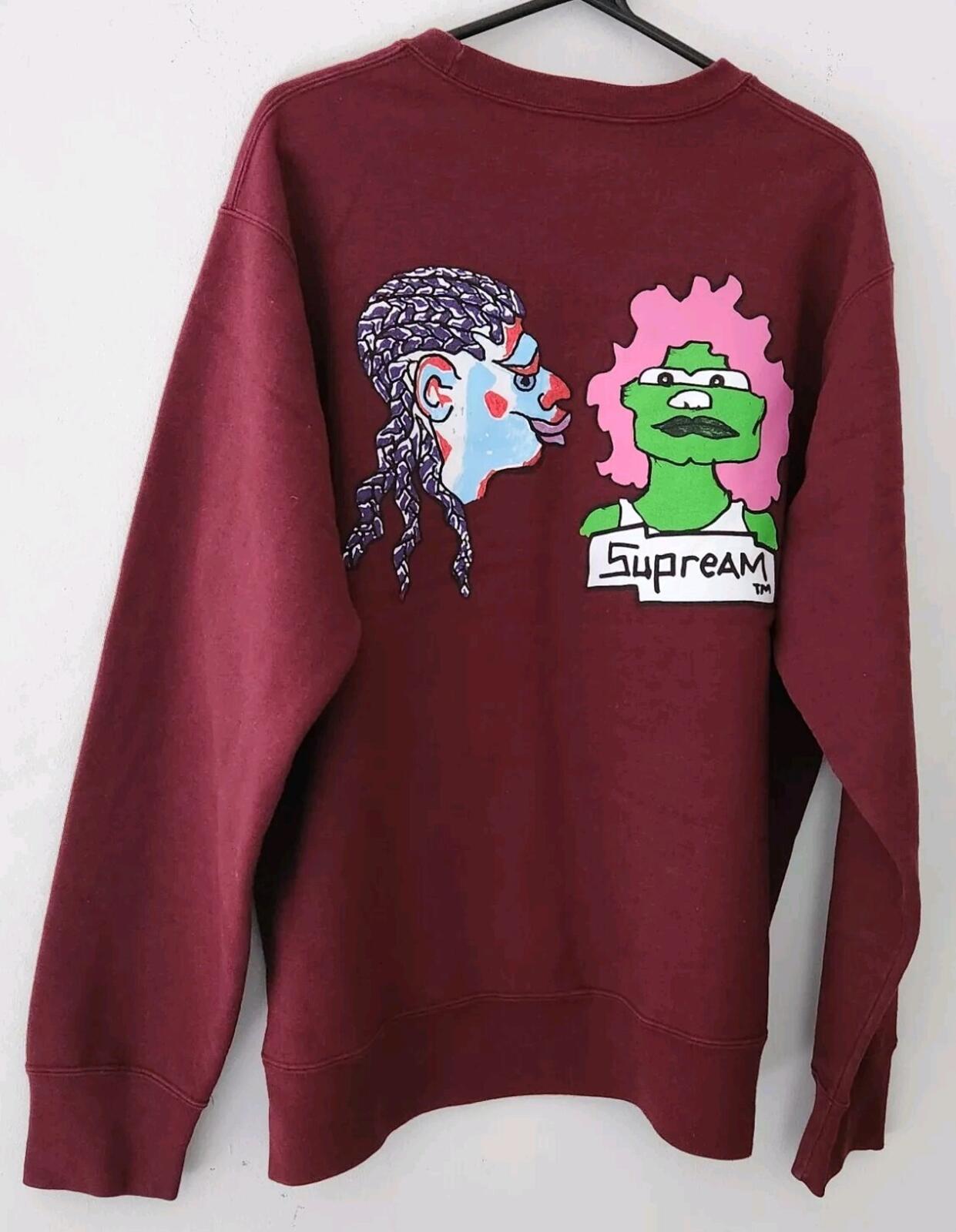FW17 Supreme Gonz Heads Burgundy crewneck size L large sweatshirt Mark Gonzales