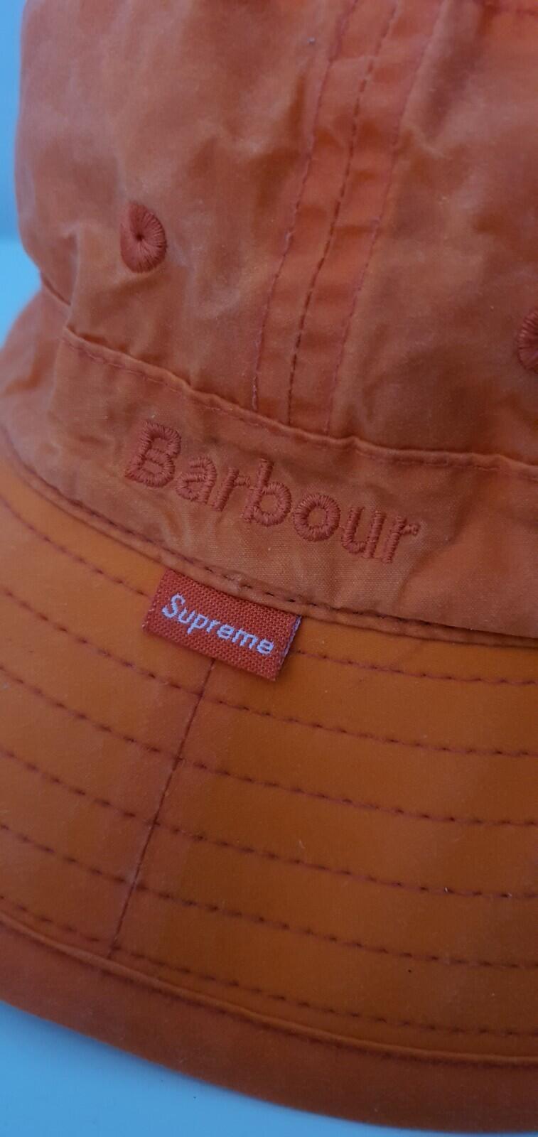 SS20 Supreme x Barbour Waxed Cotton Crusher Orange Bucket Hat Wasserabweisend M