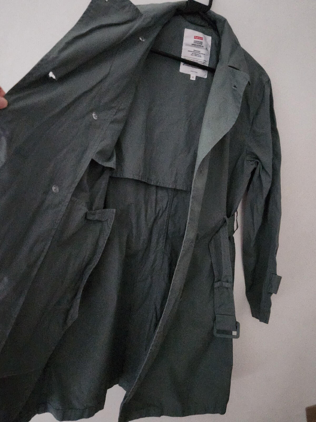 SS16 Supreme Belted Trench Coat Black Death Size S Small Water Resistant Jacket