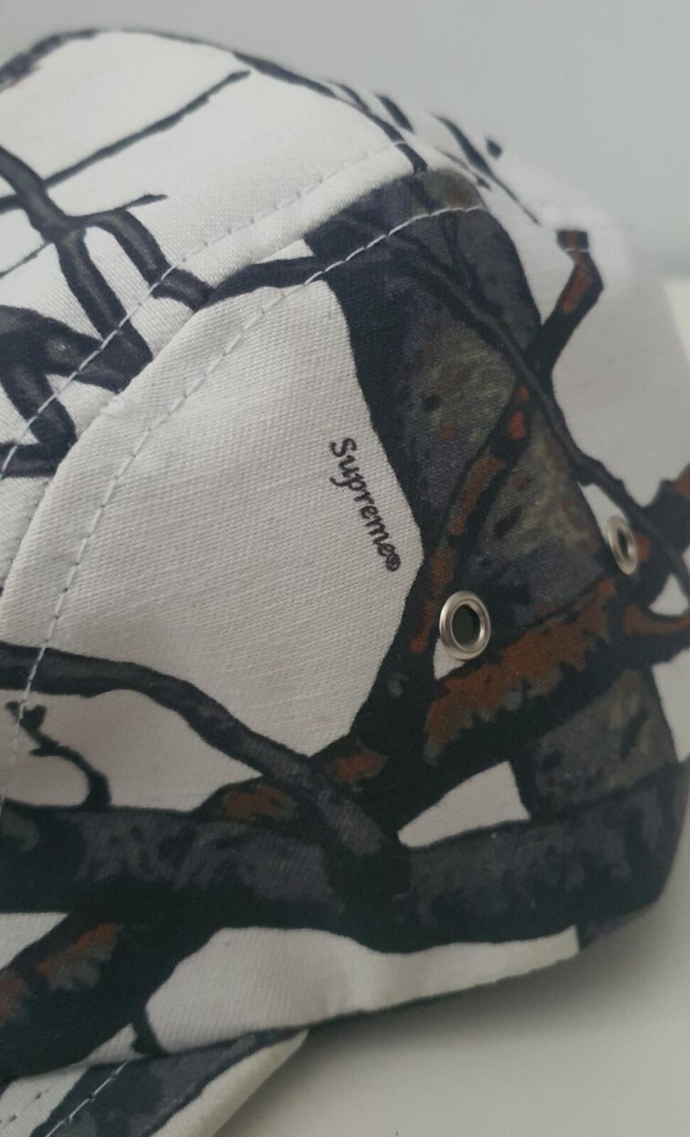 FW12 Supreme Tree Camo Camp Cap White Hat Red Box Logo Vintage 2012 Very rare
