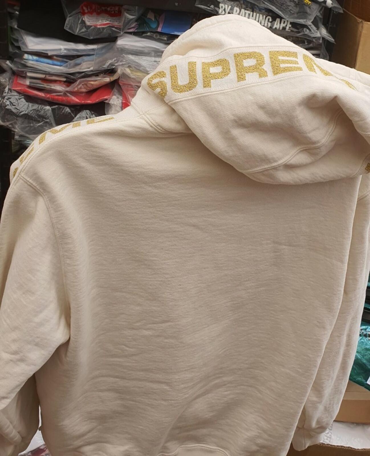 SS20 Supreme Metallic Rib Hooded Sweatshirt Natural Size L