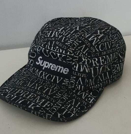 FW15 Supreme F UCK EM' ALL Denim Camp Cap Schwarz