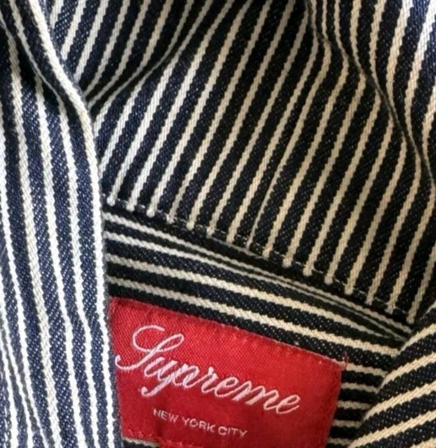 FW12 Supreme hooded denim shirt size S Small Striped black white 2012 vintage