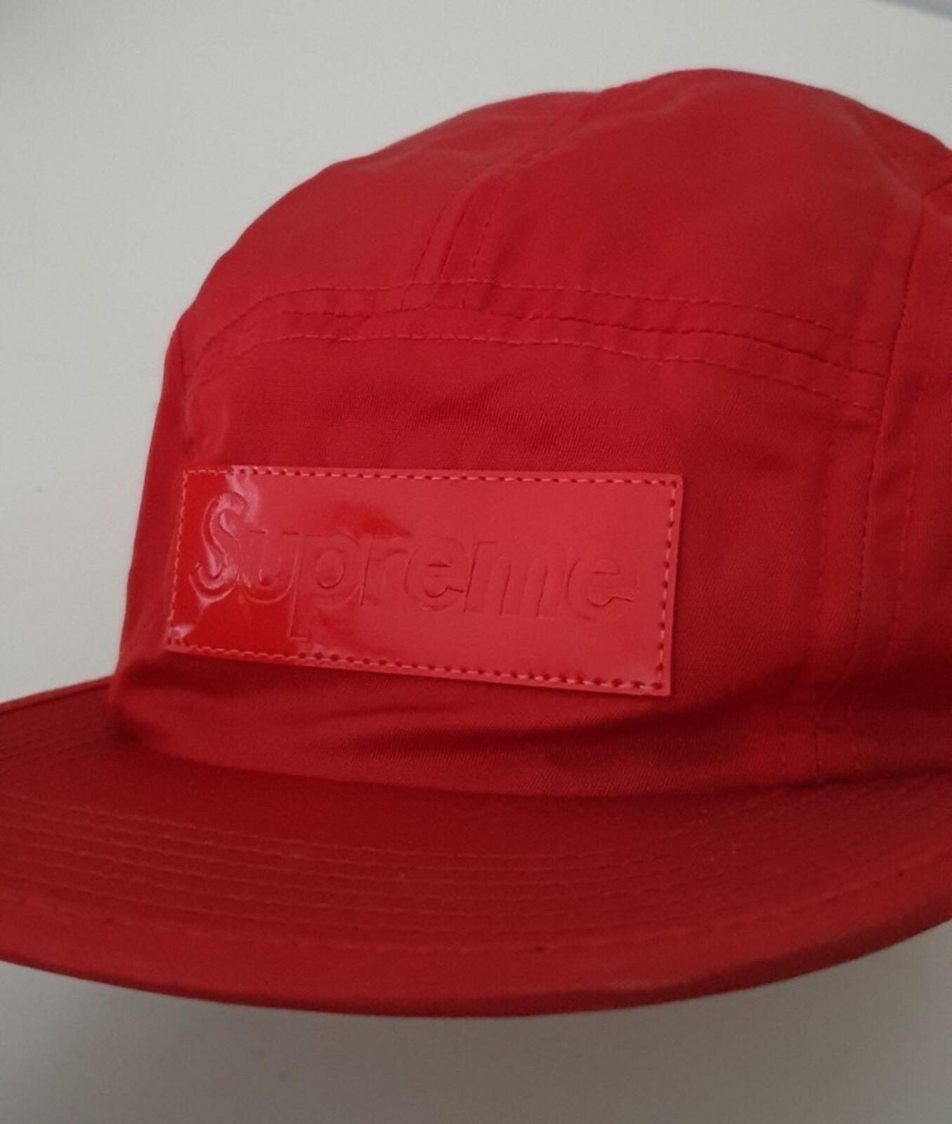 FW18 Supreme Patent Leather Patch Camp Cap Rot