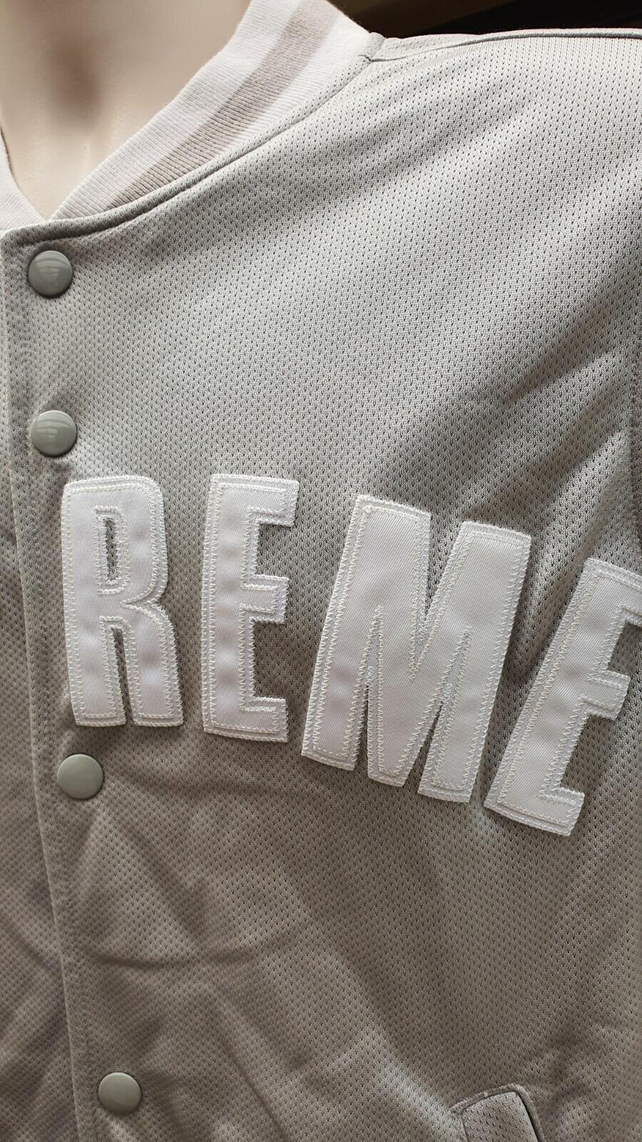 SS15 Supreme Mesh Nylon Varsity Jacket Silver Size M