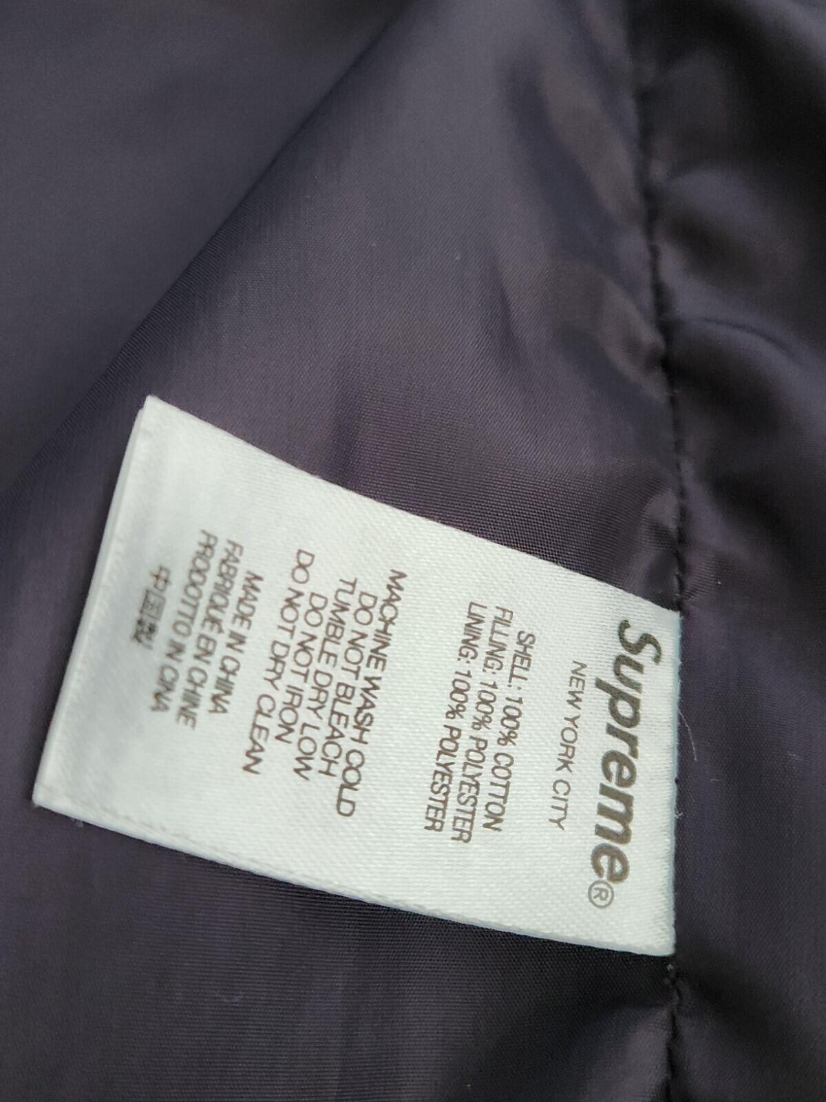 SS22 Supreme Fat Tip Jacquard Denim Puffer Jacket Blue Size S