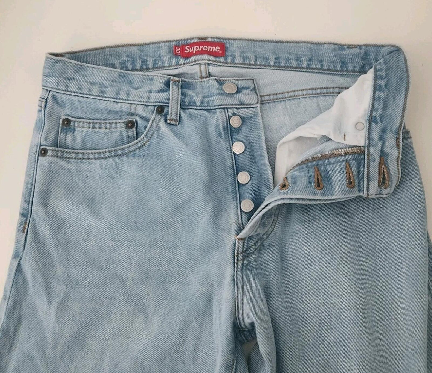 HW24 Supreme Slim Selvedge Jeans Stone Washed Größe 30 W30 L30