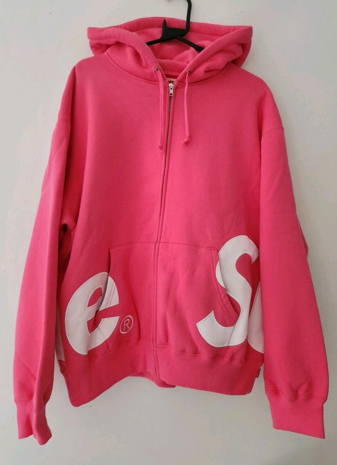SS25 Supreme Big Logo Zip Up Hooded Sweatshirt Magenta Size L