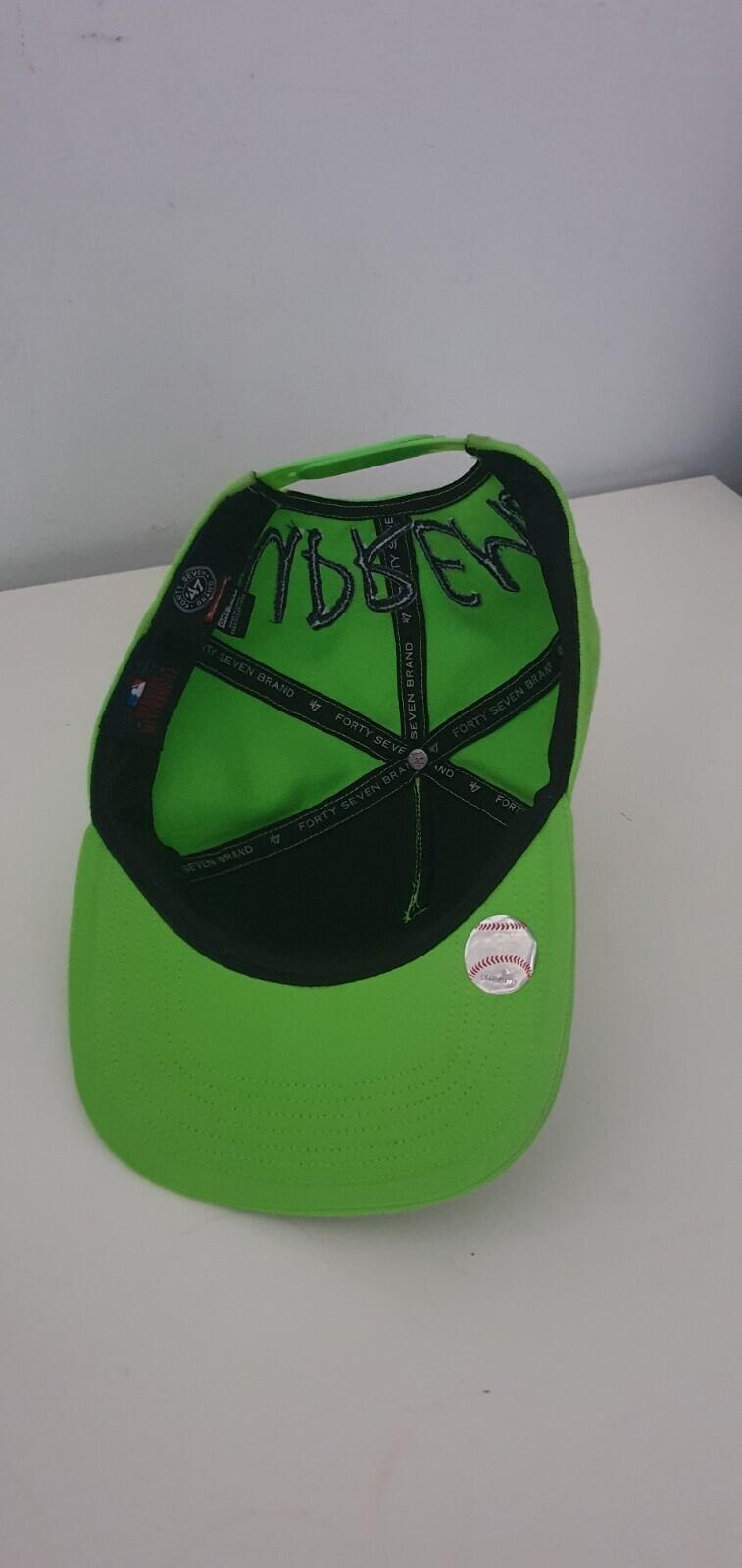 SS15 Supreme x Yankees x 47 brand lime green 5-panel cap Rare Baseball Hat